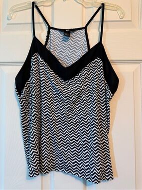 H&M Black & White Chevron V-Neck Tank